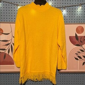 Willow Ridge Yellow Cowl Neck Sweater with Fringe
